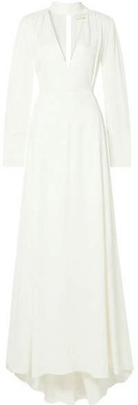 The Ada Smocked Satin Gown - Ivory