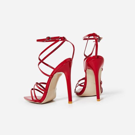 Kaia Pointed Barely There Heel In Red Patent | EGO