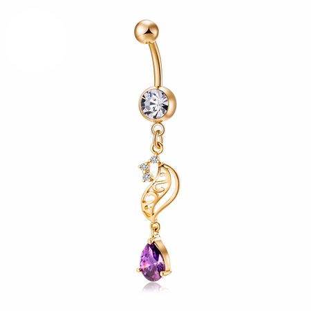 Gold Plated Navel Belly Button Ring Body Piercing Jewelry - Angelodemon.se