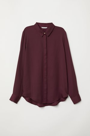 Long-sleeved Blouse - Burgundy | H&M