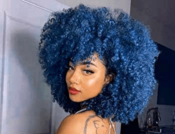 Blue Afro Hair
