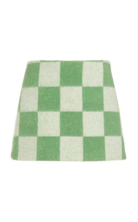 Checkered Wool-Blend Mini Skirt By Oscar De La Renta | Moda Operandi