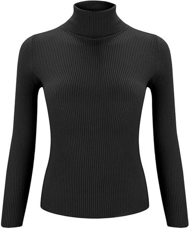 Women's Turtleneck Sweater Chunky Long Sleeve Knitted Pullover Trendy 2023 Fall Winter Jumper Top Knit Tunic Sweaters(A#Black,One Size) at Amazon Women’s Clothing store