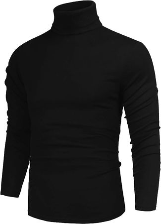 Poriff Men's Basic Turtleneck Pullover Melange Colored Slim Fit Long Sleeve Sweater Black M at Amazon Men’s Clothing store