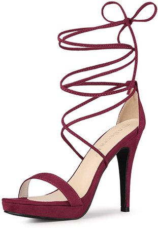 burgundy strappy heels