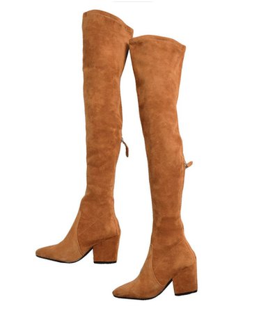 'MARLO' TAN OVER THE KNEE SUEDE LEATHER BOOTS
