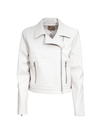 white faux leather jacket