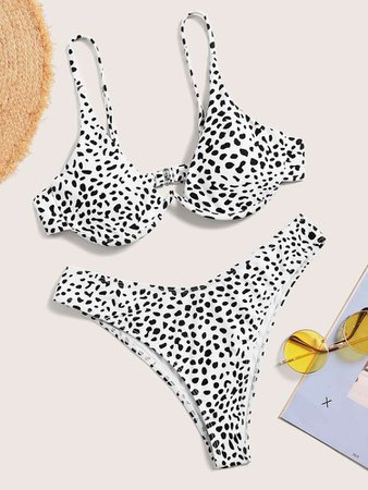 Dalmatian Print Underwired High Cut Bikini Swimsuit | SHEIN USA