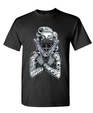 Amazon.com: The Goozler MM 2 GUN TATTOOED MARILYN - Mens Cotton T-Shirt: Clothing