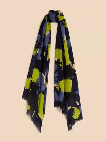 Abstract Eco Vero Scarf in BLUE PRINT | White Stuff