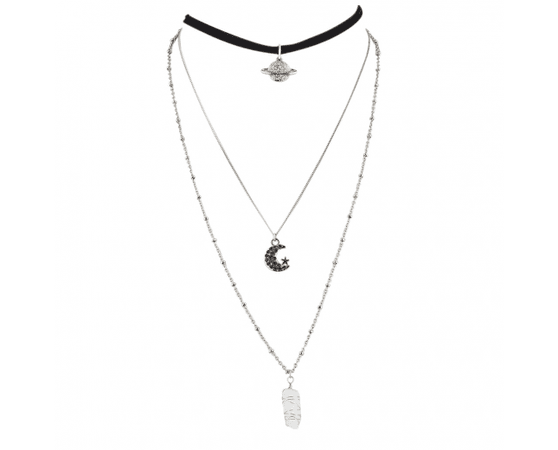 SilverTone Mystical Celestial Galaxy Faux Quartz Choker Necklace - Necklaces