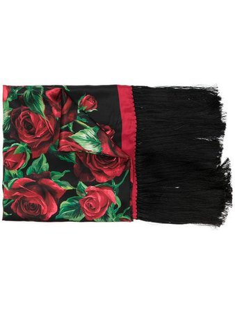 Dolce & Gabbana floral print fringed scarf