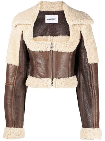 brown sherpa leather jacket