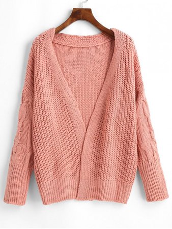 [56% OFF] [NEW] 2019 Chunky Cable Knit Cardigan In PINK | ZAFUL