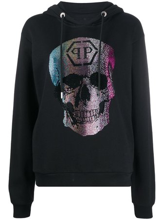 Black Philipp Plein embellished Skull hoodie - Farfetch
