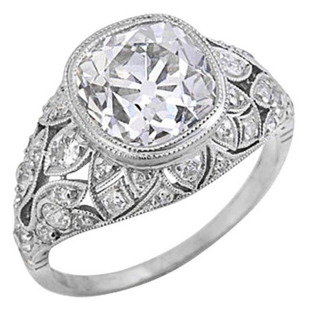 EGL Certified 4.0 Carats Diamond Platinum Art Deco Engagement Ring For Sale at 1stdibs