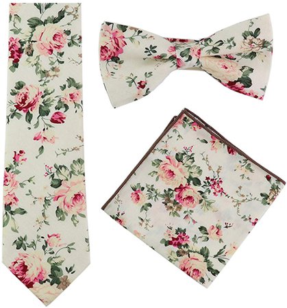 Amazon.com: Kineede Vintage Floral Tie Set for Mens Bowtie Necktie Handkerchief Groom Cravat: Gateway