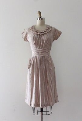 ANTIQUE VINTAGE 1930S 1940s Striped Cotton Day Dress - $49.99 | PicClick