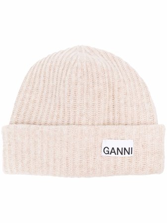 GANNI logo-patch Beanie Hat - Farfetch