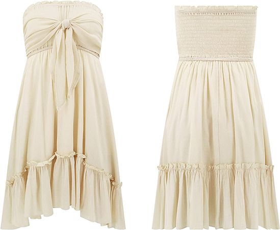 Amazon.com: R.Vivimos Women's Summer Cotton Boho Beach Sleeveless Tie Front Mini Dress Tube Top Dress (Small, Blue) : Clothing, Shoes & Jewelry