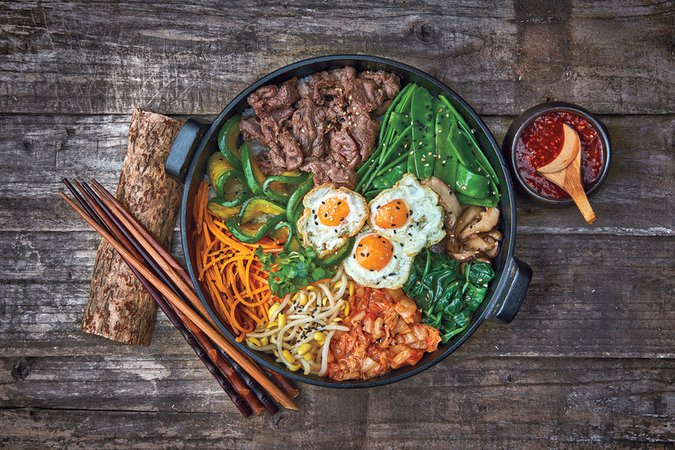 Mixed rice bowl with beef Korean food