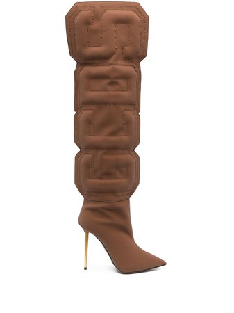 Shop brown Gcds Establish thigh-high boots with Express Delivery - Farfetch