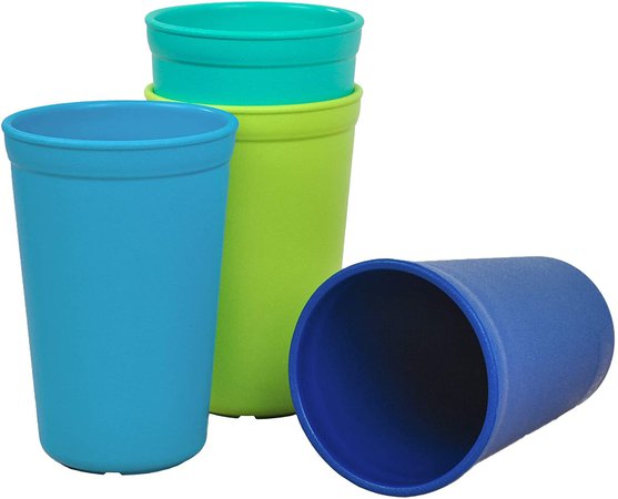 Amazon.com : Re-Play 4pk - 9oz. Drinking Cups | Made in USA from Eco Friendly Heavyweight Recycled Milk Jugs - Virtually Indestructible | For all ages | Sky Blue, Aqua, Lime Green, Navy Blue | Under The Sea+ : Baby