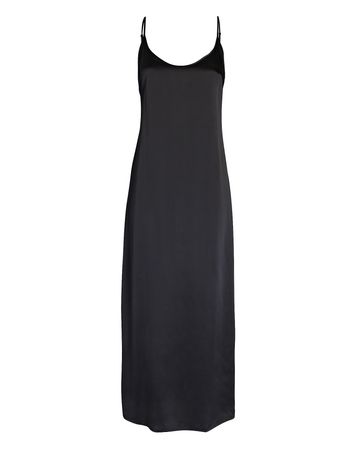 La Perla Silk Midi Slip Dress In Black | INTERMIX®