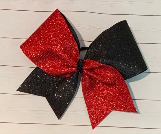 black and red cheer bow