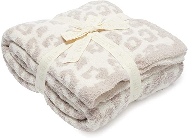 Amazon.com: Barefoot Dreams CozyChic Barefoot in The Wild Throw Stone/Cream One Size: Home & Kitchen