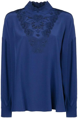 embroidered long-sleeve blouse