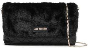 Faux Fur And Quilted Faux Leather Shoulder Bag