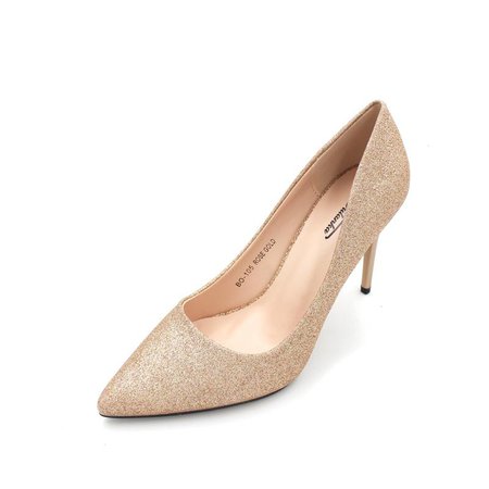 Jasmaira 3.5 inches Slip-on Champagne Glitter Shiny Heels Pointy | Jasmaira