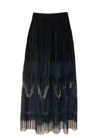 rebbie_irl’s lace fringe maxi skirt | midnight hour