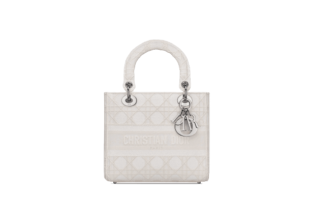 MEDIUM LADY D-LITE BAG White Cannage Embroidery