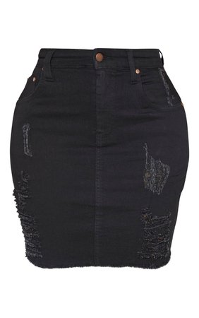Shape Black High Waist Distressed Denim Skirt | PrettyLittleThing USA
