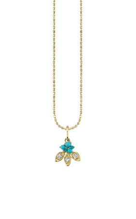 Sydney Evan Turquoise Marquise Petal Charm Necklace