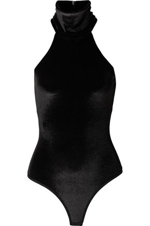 Marika Vera | Erikah stretch-velvet turtleneck thong bodysuit | NET-A-PORTER.COM