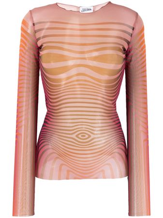 Jean Paul Gaultier stripe-pattern Mesh Top - Farfetch