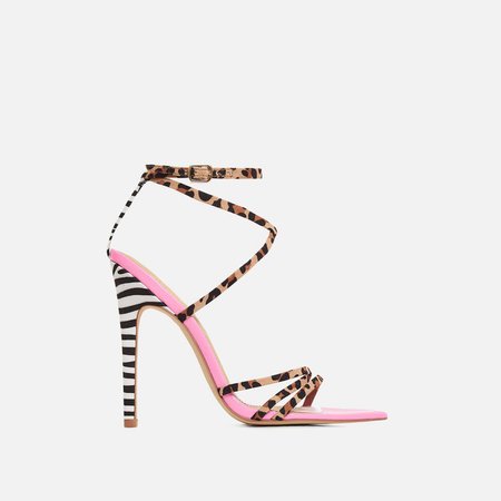 Raja Animal Print Pointed Barely There Heel In Pink Patent | EGO