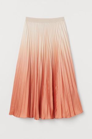 Pleated Skirt - Orange/dip-dyed - Ladies | H&M US
