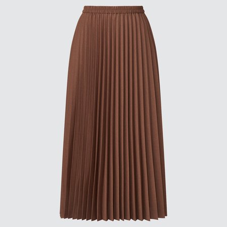 Maxi Pleated Brown Skirt