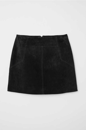 Короткая замшевая юбка - Черный - Женщины | H&M RU