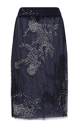 Splash Embroidered Tulle Midi Skirt By Des Phemmes | Moda Operandi