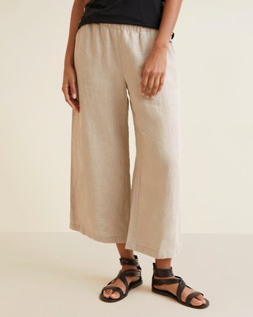 Cropped Wide-Leg Linen Pants | Garnet Hill