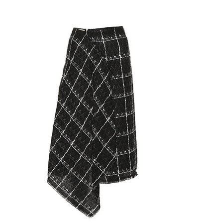 Plaid cotton-blend skirt