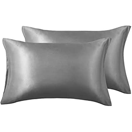 Amazon.com: Bedsure Satin Pillowcase for Hair and Skin Silk Pillowcase 2 Pack , Queen Size (Dark Grey, 20x30 inches) Pillow Cases Set of 2 - Slip Cooling Satin Pillow Covers with Envelope Closure: Home & Kitchen