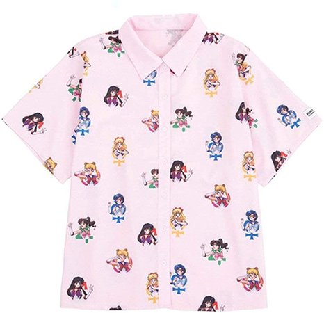 Amazon.com: Sailor Moon Kawaii Blouse Harajuku Top Sweet Shirt Anime Women Girl Short Sleeve T-Shirt Cosplay Pink: Clothing