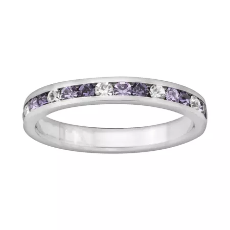 Sterling Silver Purple & White Crystal Eternity Ring