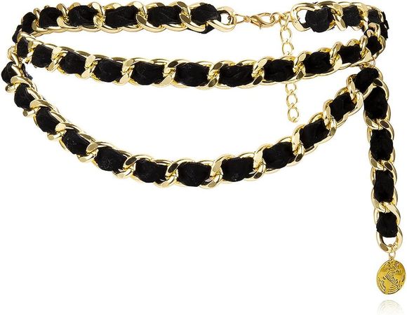 Amazon.com: Jurxy Alloy Waist Chain Body Chain Weave Rope Winding Twist Chain for Women Waist Belt Pendant Belly Chain Adjustable Body Harness for Jeans Dresses - S size – Black and Gold : Clothing, Shoes & Jewelry